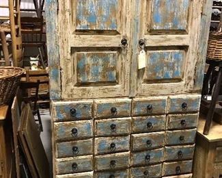 Unusual painted 40 drawer cabinet