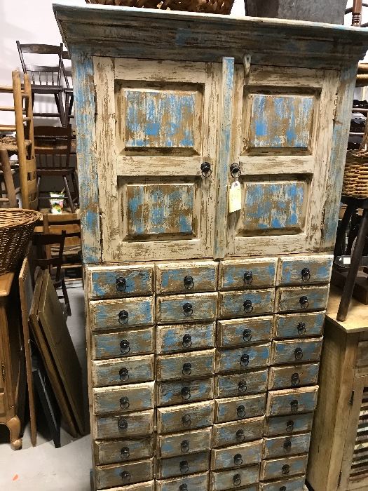 Unusual painted 40 drawer cabinet 