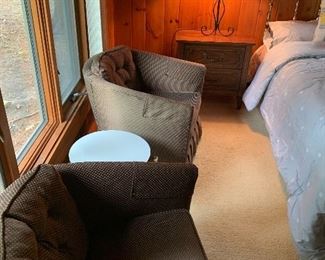 Pair of Brown Swivel Club Chairs