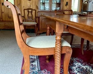 1951 Cherry Dining Room Set with Spindle Legs, Gate Leg Drop Leaf