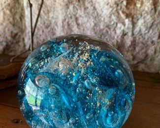 Signed glass paperweight