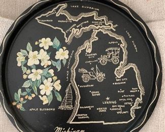 Old tray with the state of Michigan 