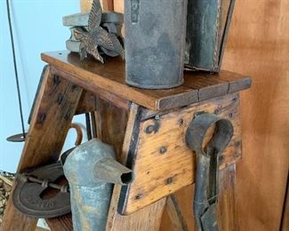 Primitive collection including this awesome sturdy ladder