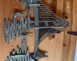 Iron Wall Hanging - Bridge, Sailboats and Water 