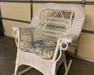 White Wicker Rocker