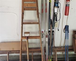 Ladders, shovel, cross country skiis