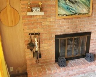 Fireplace tools, art, more
