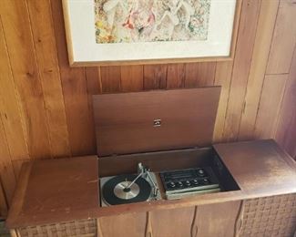 Vintage record console, art