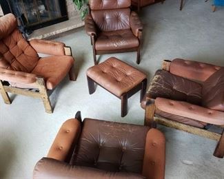 MCM chairs and ottoman