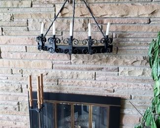 Fireplace tools, hanging candelabra