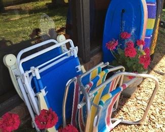 BEACH CHAIRS AND BOOGEY BOARDS