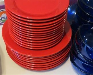 RED GERMAN POTTERY PLATES