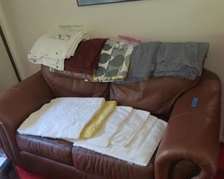 SHOWER CURTAINS;;;;LEATHER LOVESEAT NOT FOR SALE!