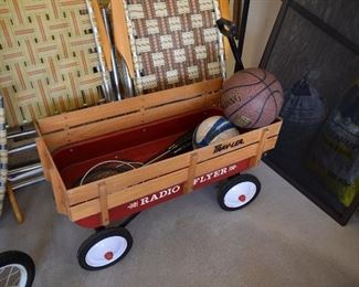 Radio Flyer Wagon, Folding Lawn Chairs, & Balls