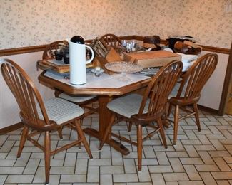 Table, 6 Chairs, Kitchen Items