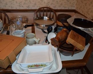 Table, 6 Chairs, Kitchen Items