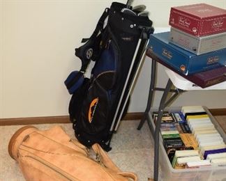 Golf Bags, Clubs, Board Games, VHS Tapes, Art