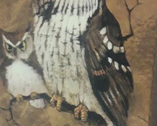 retro 1980's wall art "owls"