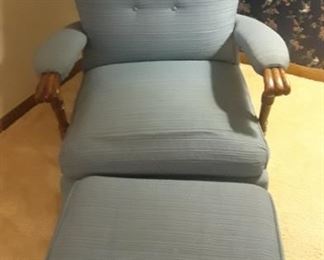 Vintage late 40's  recliner with ottoman.