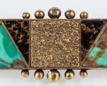 Lot 35 - Jewelry 14kt Gold Shreve & Co. Turquoise Brooch