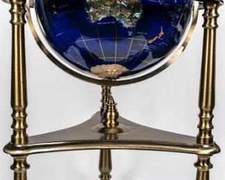 Lot 79 - Tall Lapis Semi-Precious Gemstone Globe on Stand