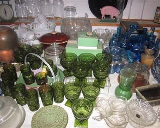 Tons of Colored Depression Glass