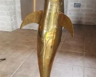 3 foot tall brass dolphin