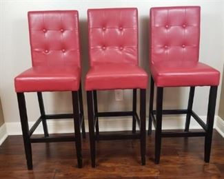 3 red barstools