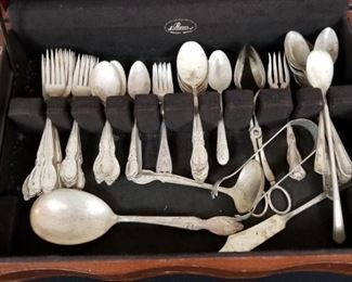 silver plate flatware set, Rogers & Bros, service for 10, several pieces are missing