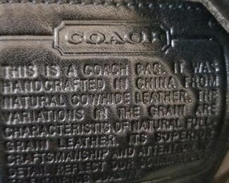Coach label inside bucket bag