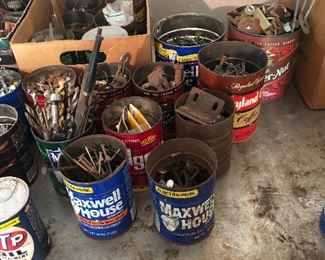 Cans of nails, screws, etc.