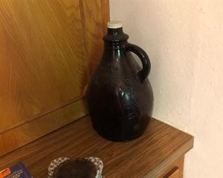 Wine jug with embossed leaves and grapes -- eye catching