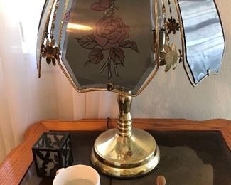 Touch lamp  -- decorated with roses