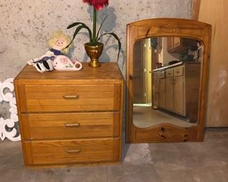 Small chest of drawers and wall mirror