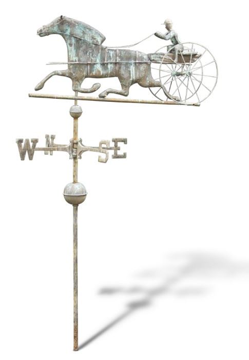 LOT 1 - VINTAGE WEATHER VANE WITH JOCKEY AND HORSE
