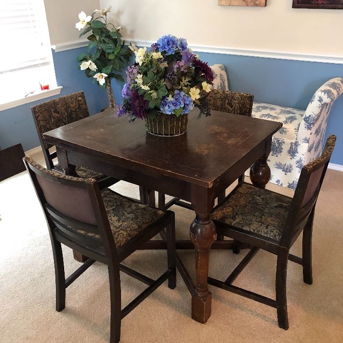 Antique table with 4 chairs