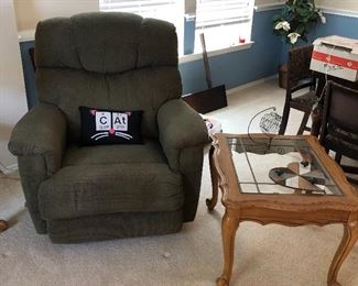 Recliner, end table