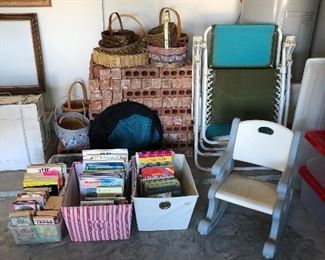 Books, Baskets, Child's Rocker