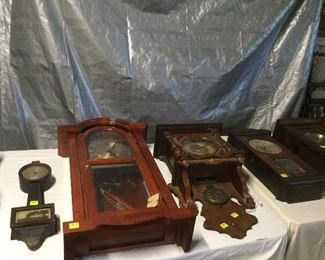 Antique wall clocks.