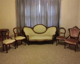 antique rosewood settee and chairs