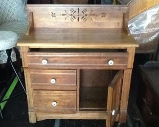 vintage washstand on wheels