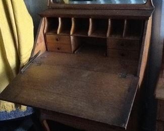 oak secretary with mirror 