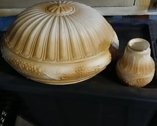 milk glass light globes.  Have another large one and three more smaller ones.  beautiful shape.