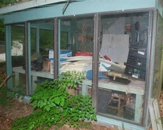 Sun porch full of stuff