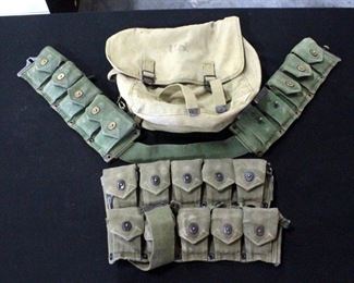 U.S. Military Sack With Bandoliers Containing .30 Cal 8 Round Clips, 20 Clips, Local Pick Up Only