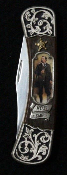 Franklin Mint Collectors Series Limited Production Wyatt Earp Folding Knife, 7.5" Overall Length