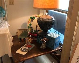 Mid century coffee table and nice misc items and books