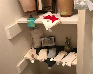 Old gloves,hats ,boxes,and heads
