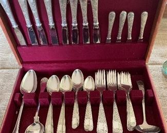 Old Maryland sterling  6 piece flatware set for 8  by S. Kirk & Son plus serving pieces