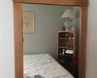 Charming 1930s Monterey framed mirror with hand painted, uniquely California Mission style